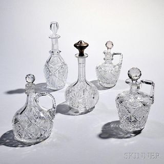 Five American Cut Glass Decanters