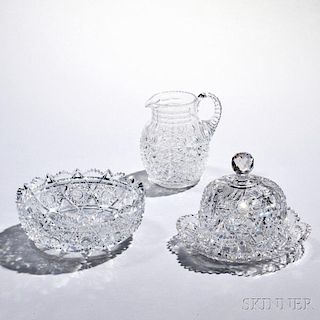 Three American Brilliant-cut Colorless Glass Items