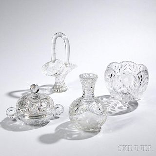 Four American Brilliant-cut Colorless Glass Items