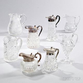 Eight American Brilliant-cut Colorless Glass Jugs