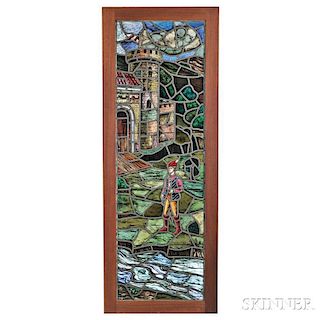 Four Large Polychrome Stained Glass Panels Attributed to Doig-Bernadini Studios