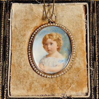 Portrait Miniature of Child with Split Pearls