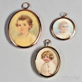 Three Portrait Miniatures of Children