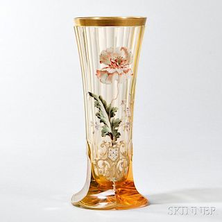 Continental Enameled Glass Vase