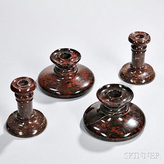 Two Pairs of Porphyry Candlesticks