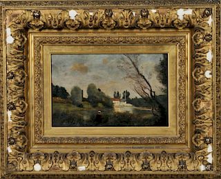 French or American School, 19th Century      Barbizon Landscape