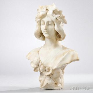 After Adolfo Cipriani (Italian, 1880-1930)       Marble Bust of a Woman
