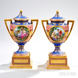 Pair of Royal Vienna Porcelain Vases
