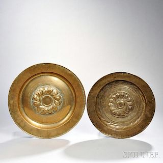 Pair of Brass Alms Dishes