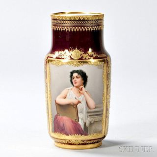 Royal Vienna Painted and Gilded Porcelain Vase