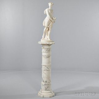 Continental School, 19th Century       Alabaster Sculpture of a Maiden