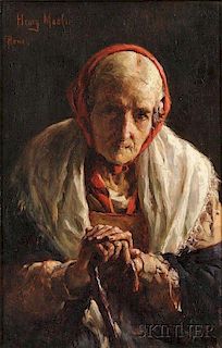 Henry Mosler (American, 1841-1920)      A Venerable Signora