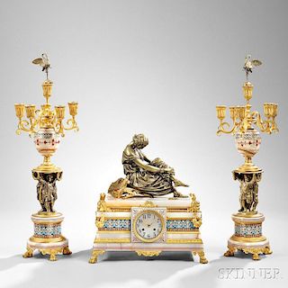 Onyx and Gilt-bronze Neoclassical-style Garniture