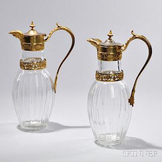 Pair of Gilt-bronze and Glass Decanters