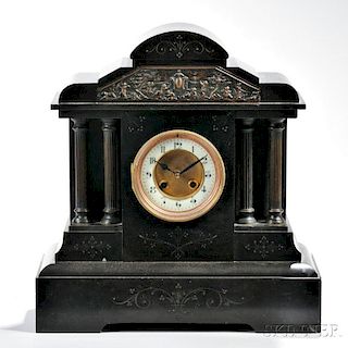 Victorian Ebony and Bronze Mantel Clock