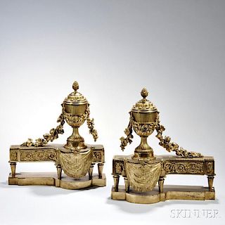 Pair of Louis XVI-style Bronze Chenet