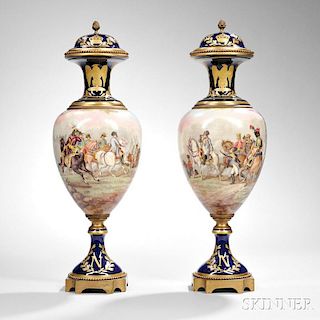 Pair of Sevres-style Porcelain Vases