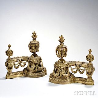 Pair of Louis XVI-style Bronze Chenets