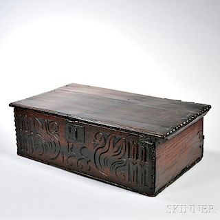 English Carved Oak Document Box