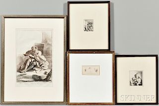 Four Framed Etchings:      Adriaen Jansz van Ostade (Dutch, 1610-1685), The Empty Jug