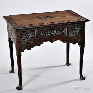 English Walnut Tudor Revival Dressing Table