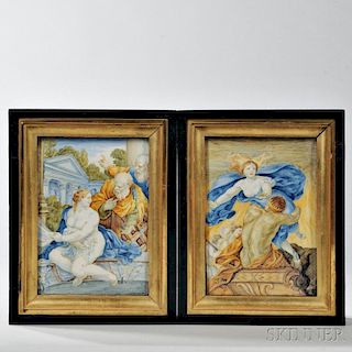 Pair of Faience Earthenware Panels