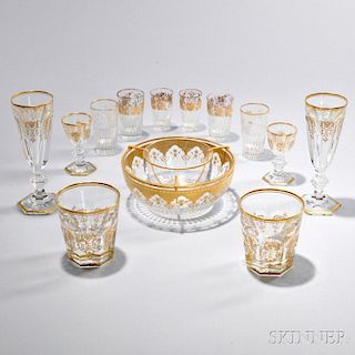 Forty-six Pieces of Baccarat Gilded Glass