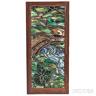 Pair of Stained Glass Panels with a Medieval Landscape