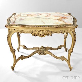 Louis XV-style Giltwood and Green Onyx Table