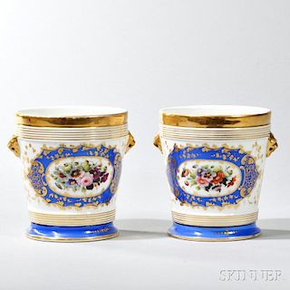 Two Sevres-style Porcelain Cache Pot with Plates