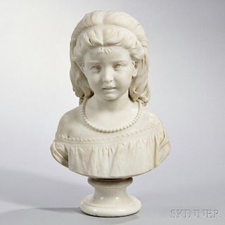Pietro Dal Negro (Italian, Late 19th Century)       Marble Bust of a Young Girl