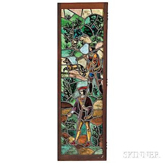 Pair of Stained Glass Panels with Hunt Scene
