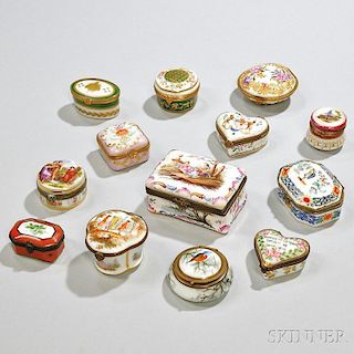 Thirteen Small Porcelain Boxes