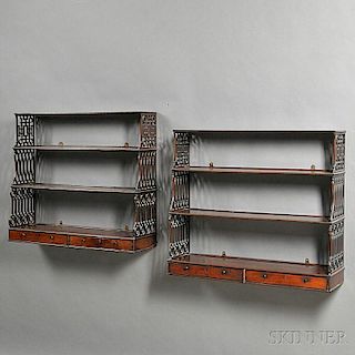Pair of Regency Mahogany Hanging Shelves