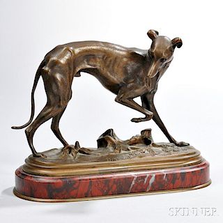 After Antoine-Louis Barye (French, 1795-1895)       Bronze Whippet
