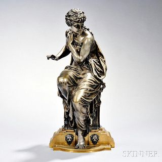 After Etienne-Henri Dumaige (French, 1830-1888)       Bronze Sculpture of a Maiden