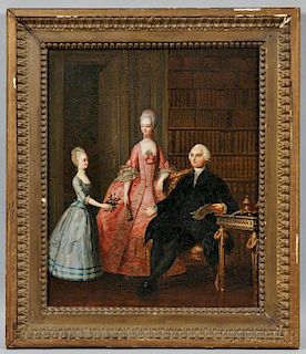 Attributed to Alexander Roslin (Swedish, 1718-1793), Portrait Group, thought to be Louis Stanislas Xavier (later Louis XVIII) and His T