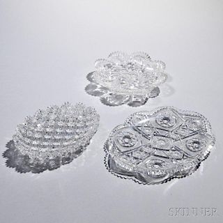 Three American Brilliant-cut Colorless Glass Dishes