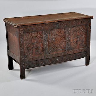 Charles II-style Carved Oak Mule Chest