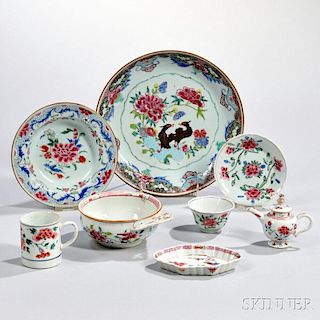 Seven Chinese Porcelain Famille Rose-decorated Items