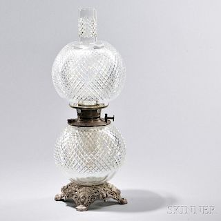 Dorflinger-type Cut Glass Globe Lamp