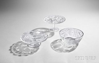 Three Brilliant-cut Colorless Glass Serving Pieces