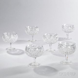Six Cut Glass Bowls with Liners