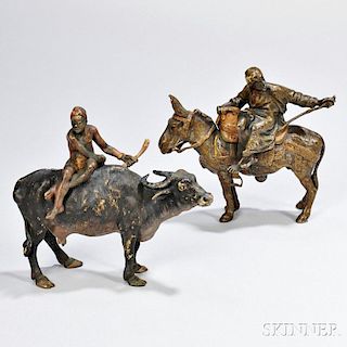 Two Austrian Cold-painted Bronze Riders