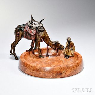 Franz Bergmann Cold-painted Figure with Camel and Onyx Tray