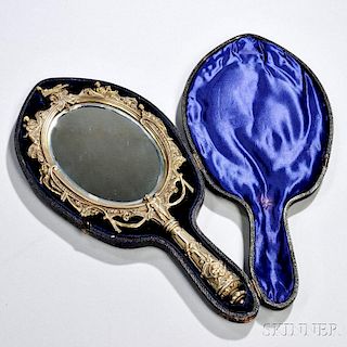 English Bronze Hand Mirror