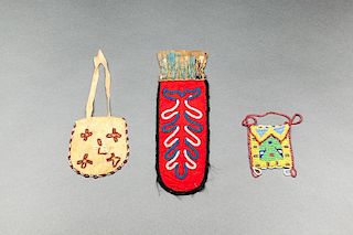 Three Native American Miniature Bags