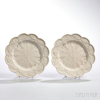 Pair of Staffordshire White Salt Glazed Stoneware Plates