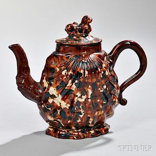 Staffordshire Pectin Shell Teapot and Cover