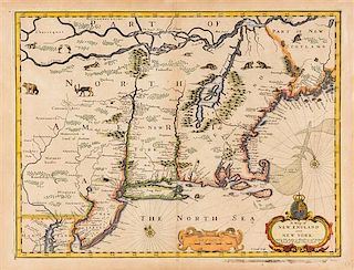 * (MAP) SPEED, JOHN. A Map of New England and New York. [London, 1676].